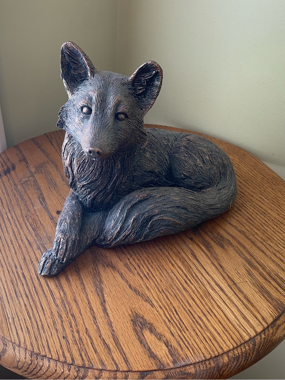 Decorative Bronze-Look Fox Sculpture - Home Art Accent